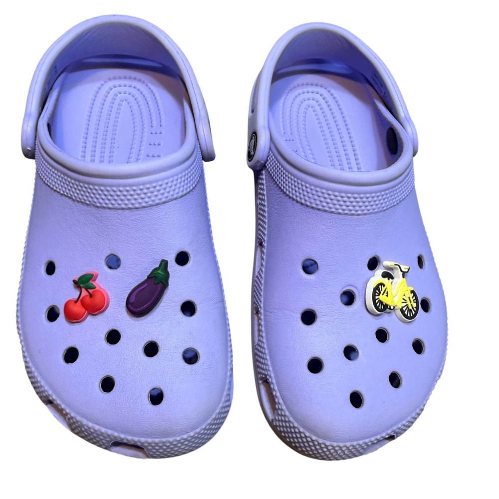 Crocs Classic Clog Lavender Purple Womens 6 Mens‎ 4 Jibbitz Charms Slip On Shoes